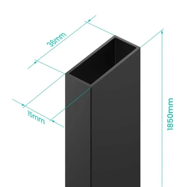 London 15mm Matt Black Extension Profile 1850mm Height