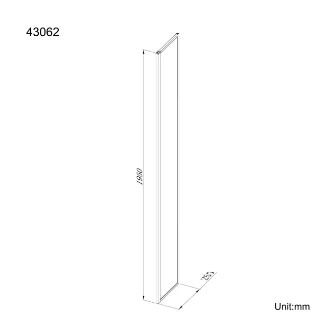 Munich Brushed Brass Framed Easy Clean 8mm Wet Room Shower Glass Return Panel 250mm