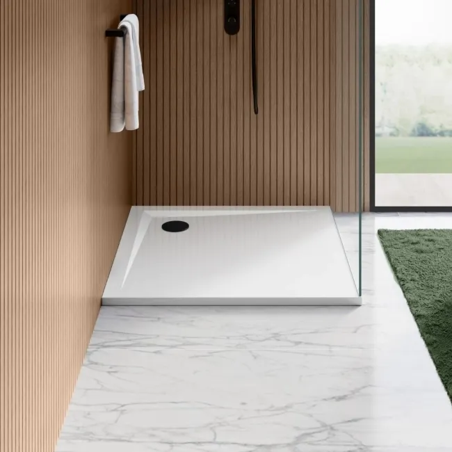 Sydney Low Profile Square Gloss White Stone Shower Tray 800x800mm