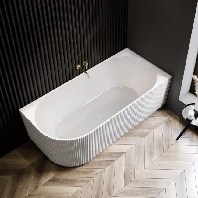 Barnet 1700mm Fluted Curved Corner Bath - Right Handed