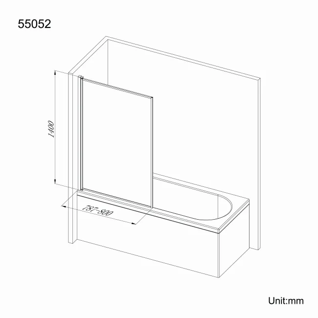 Zurich Easy Clean Matt Black Framed Bath Screen - 800mm