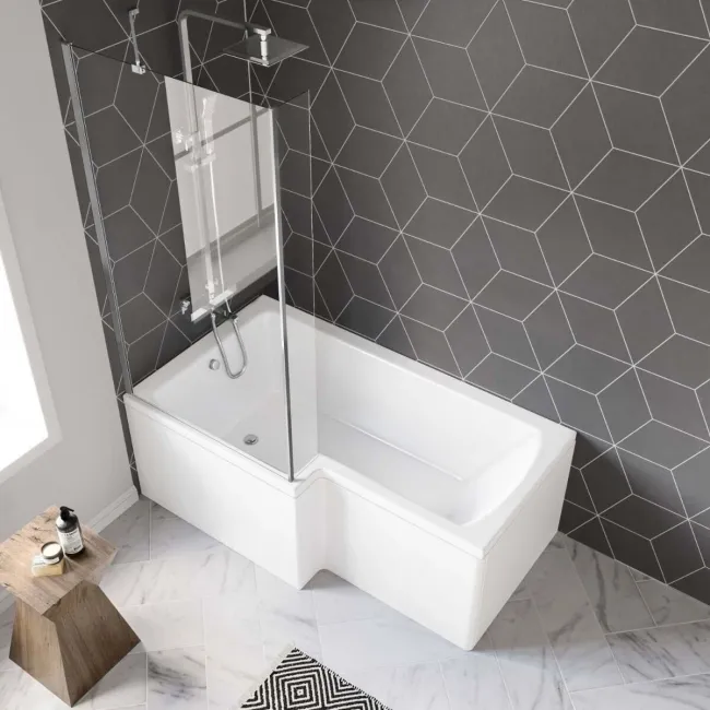 4mm L Shaped Fixed Bath Screen