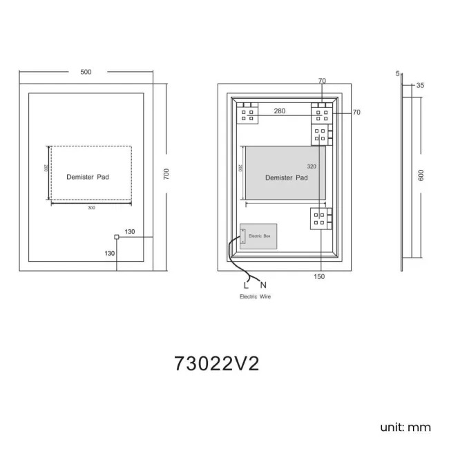 Ellie Illuminated LED Mirror 700x500mm