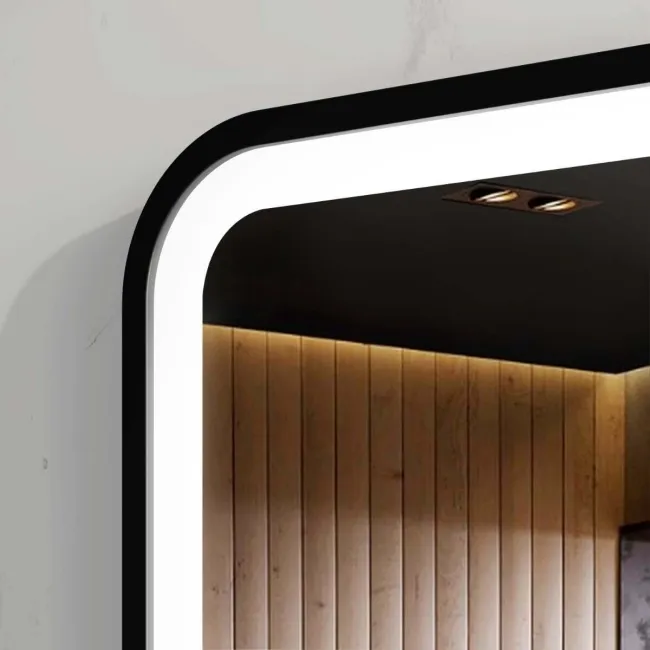 Olivia Black Framed Illuminated LED Mirror 800x600mm