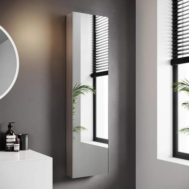 Elena tall Stainless Steel Mirror Cabinet 1200x300mm