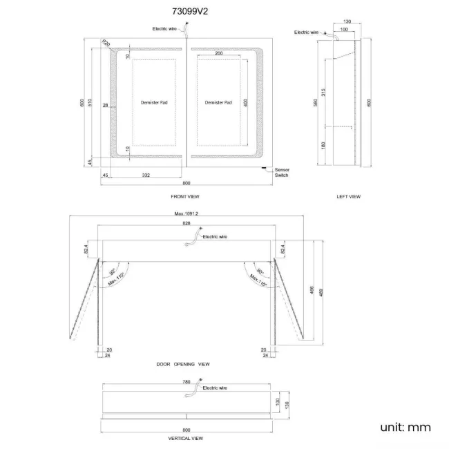 Arabella Illuminated LED Mirror Cabinet 600x800mm