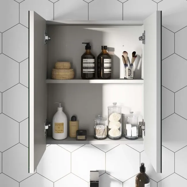 Stone Grey Mirror Cabinet 500mm