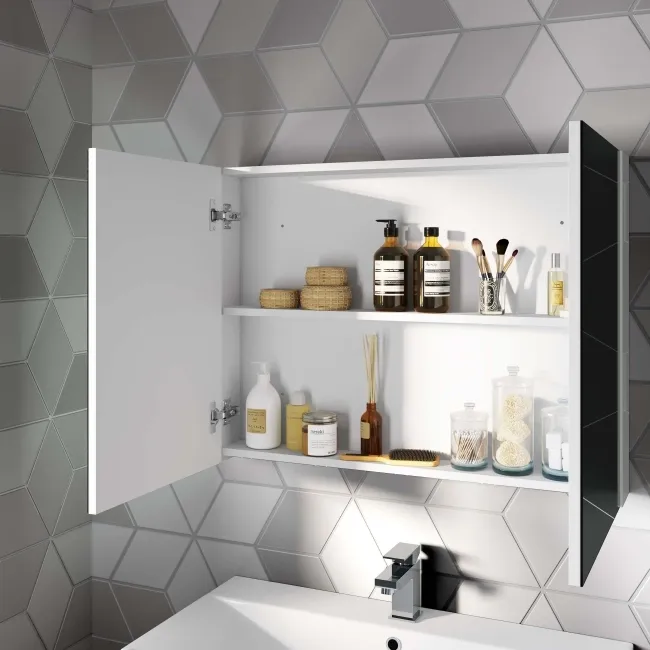 Gloss White Mirror Cabinet 800mm