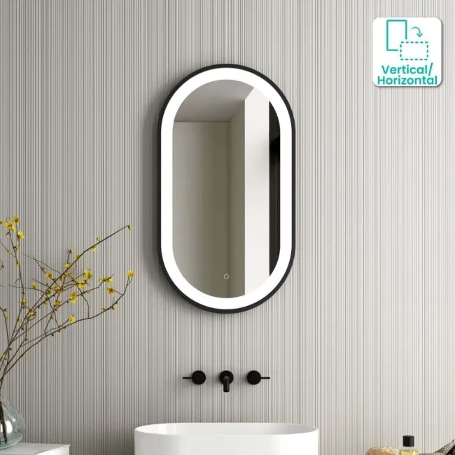 Darci Black Framed Illuminated LED Mirror 900x500mm