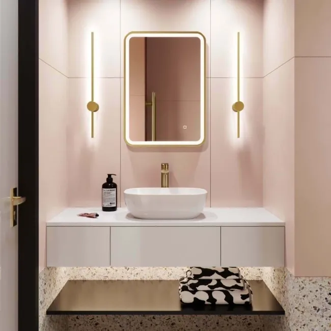 Olivia Brushed Brass Illuminated LED Mirror 700x500mm