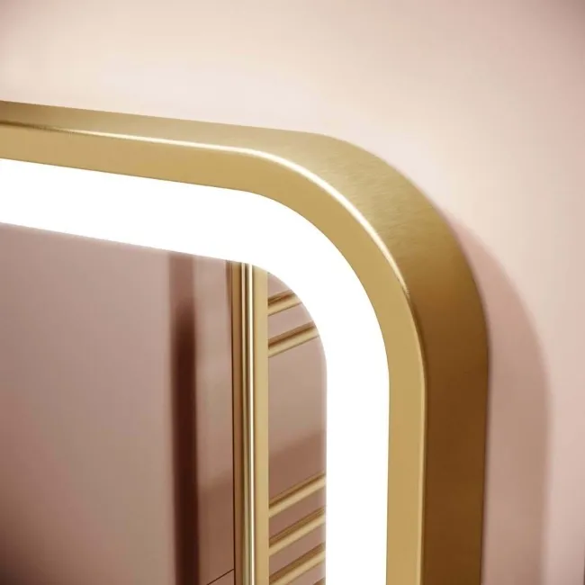 Olivia Brushed Brass Illuminated LED Mirror 700x500mm