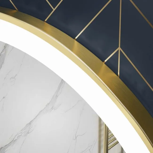 Mollie Brushed Brass Round Illuminated LED Mirror 500mm