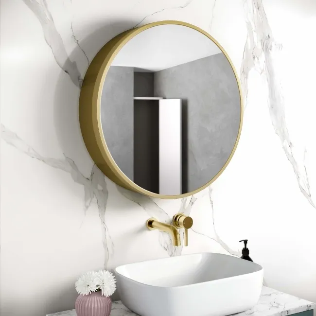 Mollie Matt Brass Round Mirror Cabinet 600mm