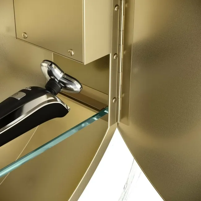 Mollie Matt Brass Round Illuminated LED Mirror Cabinet 600mm