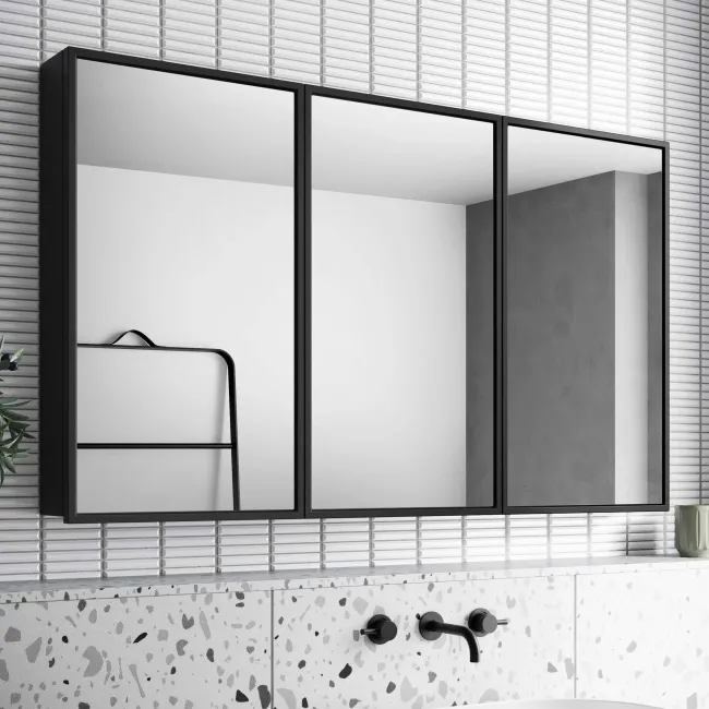 Mia Black Framed Mirror Cabinet 710x1200mm