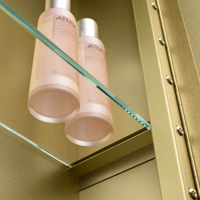 Olivia Battery Operated Matt Brass Illuminated LED Mirror Cabinet 710x500mm