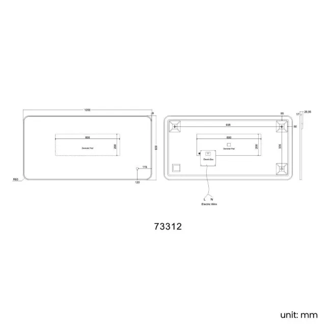 Olivia Black Framed Backlit llluminated LED Mirror 600x1200mm