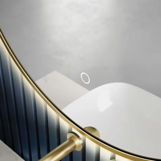 Mollie Brushed Brass Round Backlit Illuminated LED Mirror 600mm