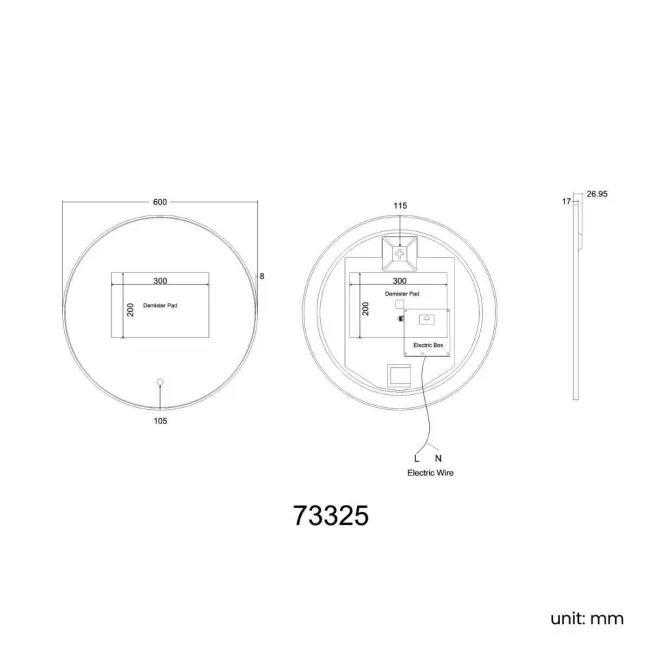 Mollie Brushed Brass Round Backlit Illuminated LED Mirror 600mm