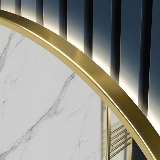 Mollie Brushed Brass Round Backlit Illuminated LED Mirror 800mm