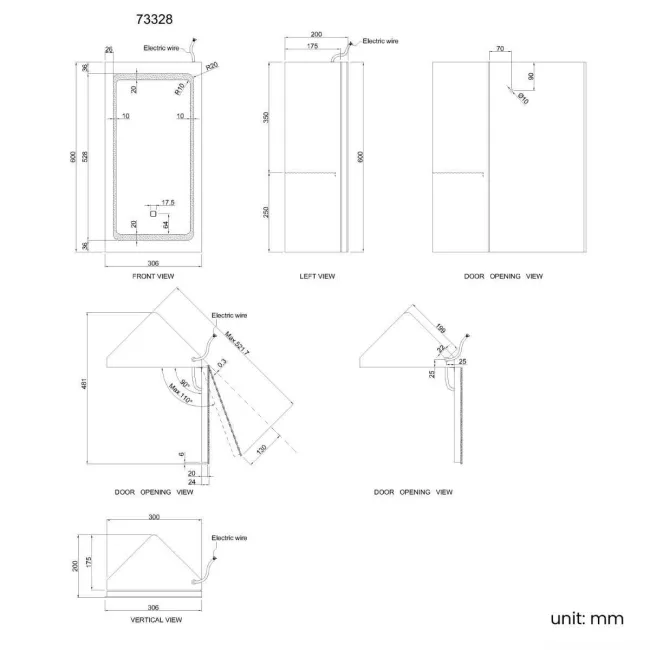 Madelyn Illuminated LED Corner Mirror Cabinet 600mm Tall