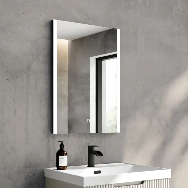 Selma Matt Black Illuminated LED Recessed Mirror Cabinet 700x500mm