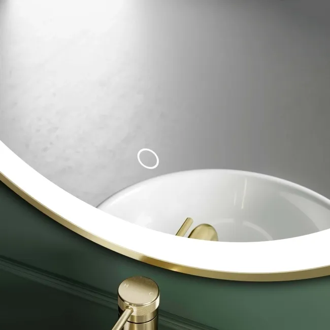 Delilah Brushed Brass Round Illuminated LED Mirror 600mm