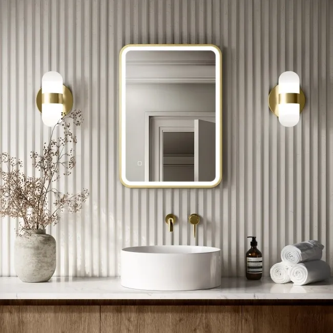 Mila Brushed Brass Illuminated LED Mirror 700x500mm
