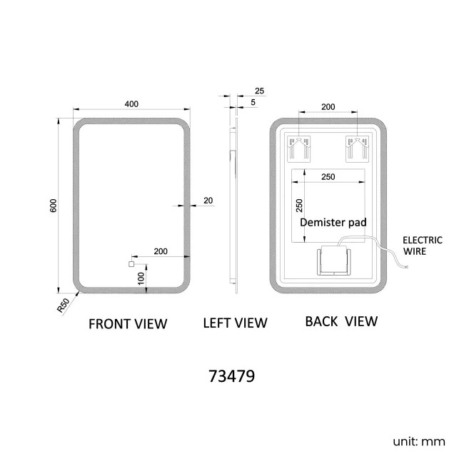 Jolie Illuminated LED Mirror 600x400mm