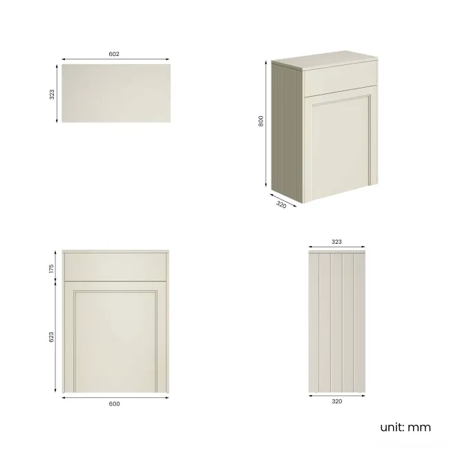 Monaco Chalk White Back To Wall Toilet Unit 600mm