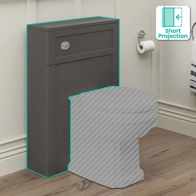 Graphite Grey Slimline Back To Wall Toilet Unit 500mm