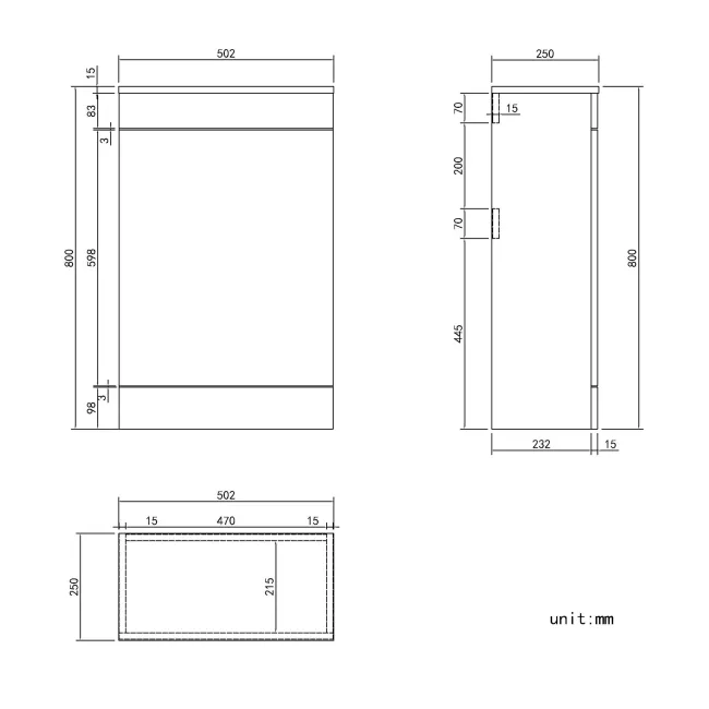 Mersey Gloss White Slimline Back To Wall Toilet Unit 500mm