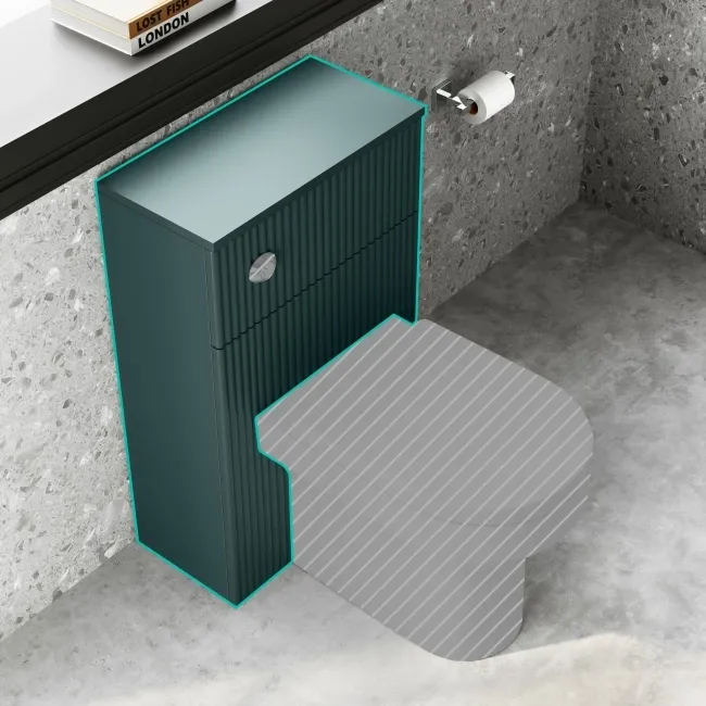 Crete Fluted Mystic Green Slimline Back To Wall Toilet Unit 500mm