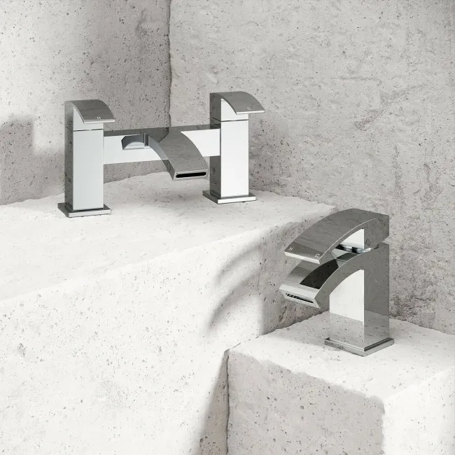 Welland Chrome Basin & Bath Mixer Tap Set