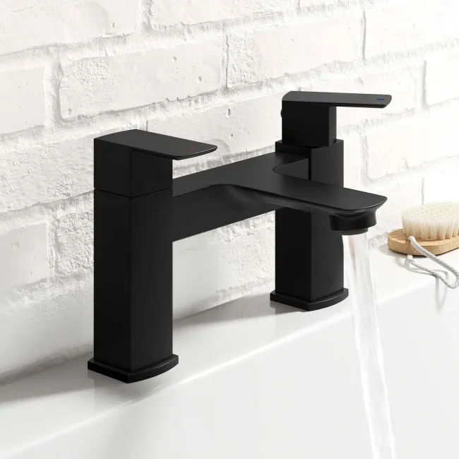 Mersey Matt Black Basin & Bath Mixer Tap Set