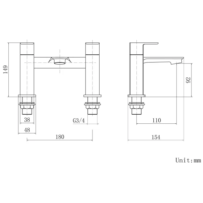 Mersey Matt Black Basin & Bath Mixer Tap Set