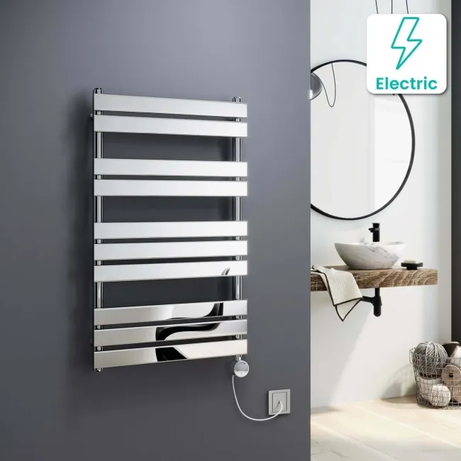 Santorini Electric Chrome Flat Panel Heated Towel Rail 1000x600mm