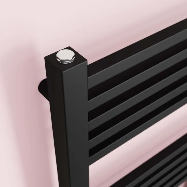 Valetta Electric Matt Black Square Heated Towel Rail 1200x450mm