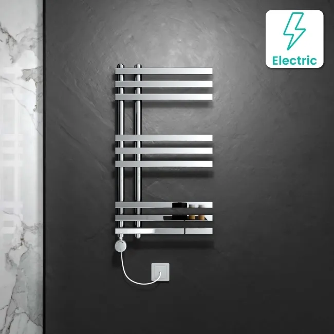 Madrid Electric Chrome Designer Heated Towel Rail 800x450mm