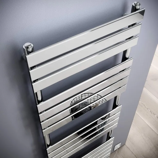 Santorini Electric Chrome Flat Panel Heated Towel Rail 1600x600mm