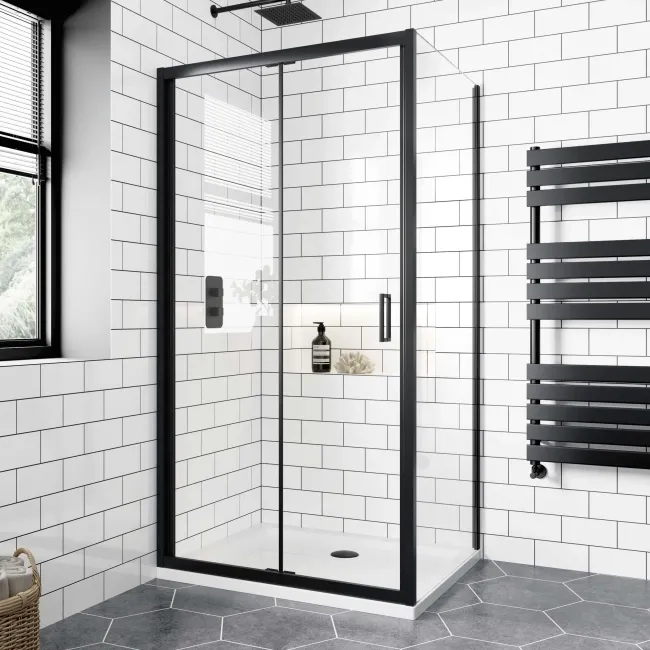 London Matt Black 6mm Bifold Shower Enclosure 1000x800mm