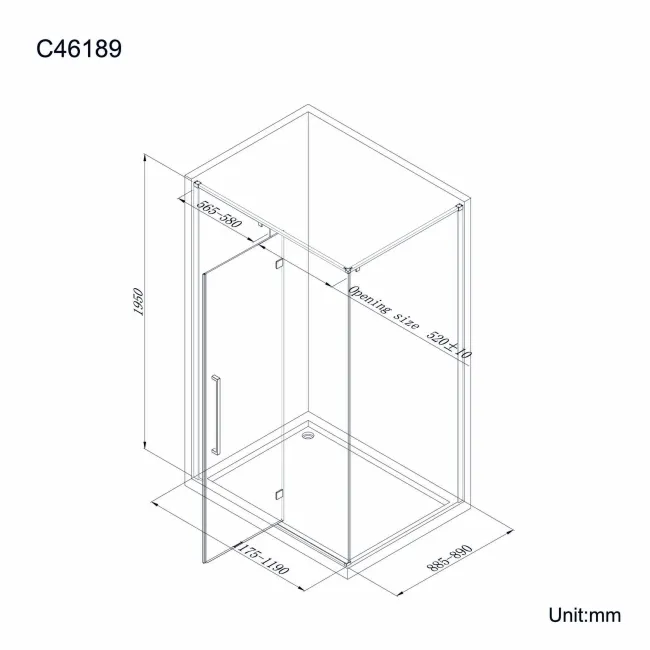 Helsinki Matt Black Premium Easy Clean 8mm Hinged Shower Enclosure 1200x900mm