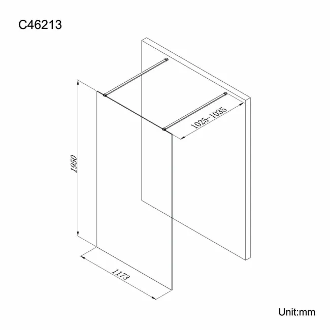 Copenhagen Easy Clean 8mm Walk Through Wet Room Shower Glass Panel 1200mm