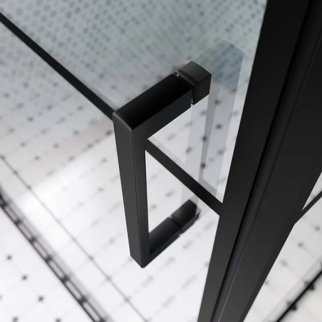 Toulon Matt Black Grid Easy Clean 6mm Pivot Shower Enclosure 900x900mm