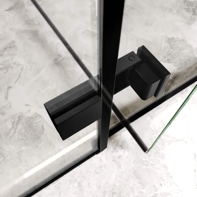 Helsinki Matt Black Premium Easy Clean 8mm Hinged Shower Enclosure 1100x900mm