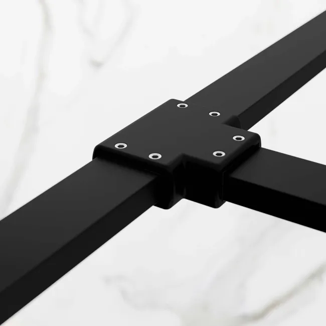 Munich Matt Black Framed 8mm Walk In Shower Enclosure 1400mm & 700mm Glass with Pivotal Return Panel