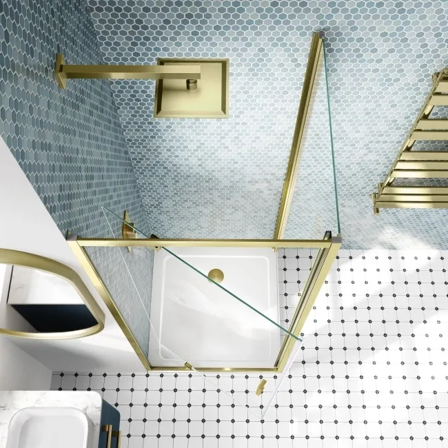 London Brushed Brass 6mm Pivot Shower Enclosure 760x760mm