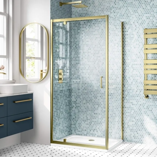 London Brushed Brass 6mm Pivot Shower Enclosure 900x700mm