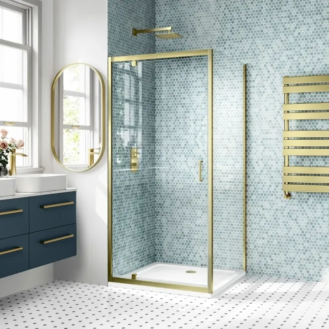 London Brushed Brass 6mm Pivot Shower Enclosure 900x900mm