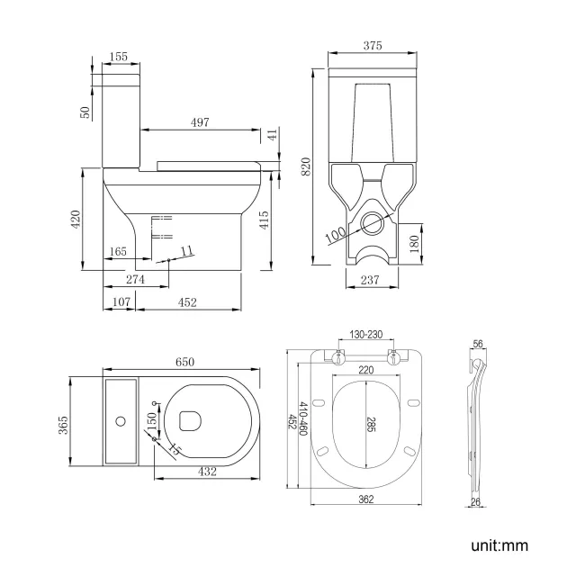 Denver Close Coupled Toilet With Soft Close Slim Seat
